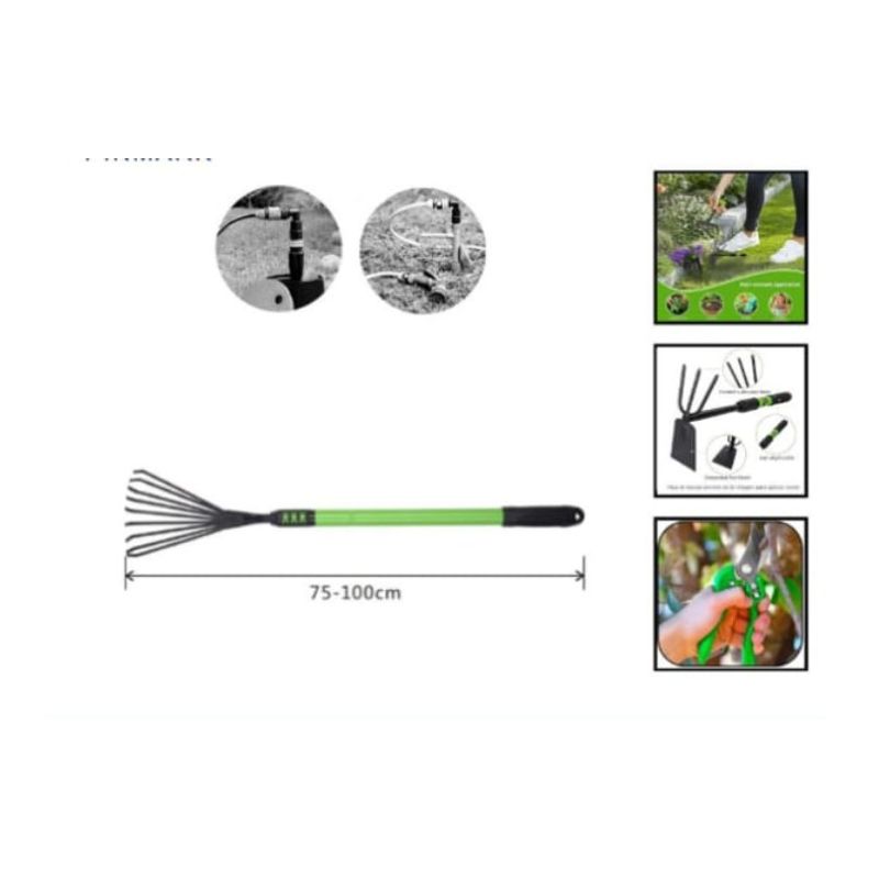 GENERICO - Rastrillo De Jardin Con Mango Telescopico 100Cm