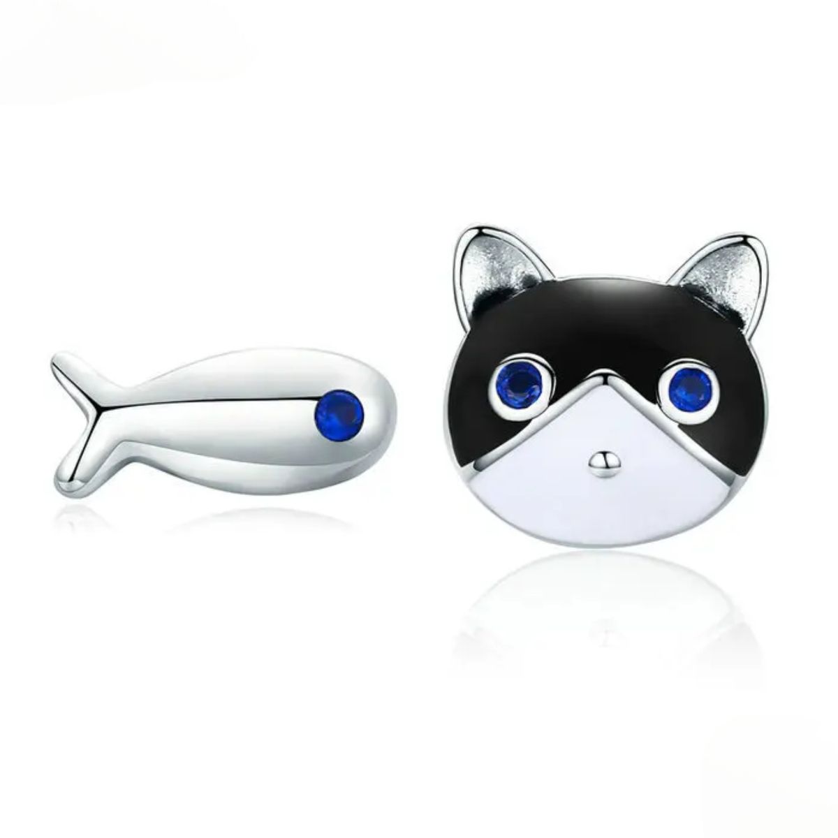 LK LUKSO - Aros Desiguales Gato y Pez en Plata 925