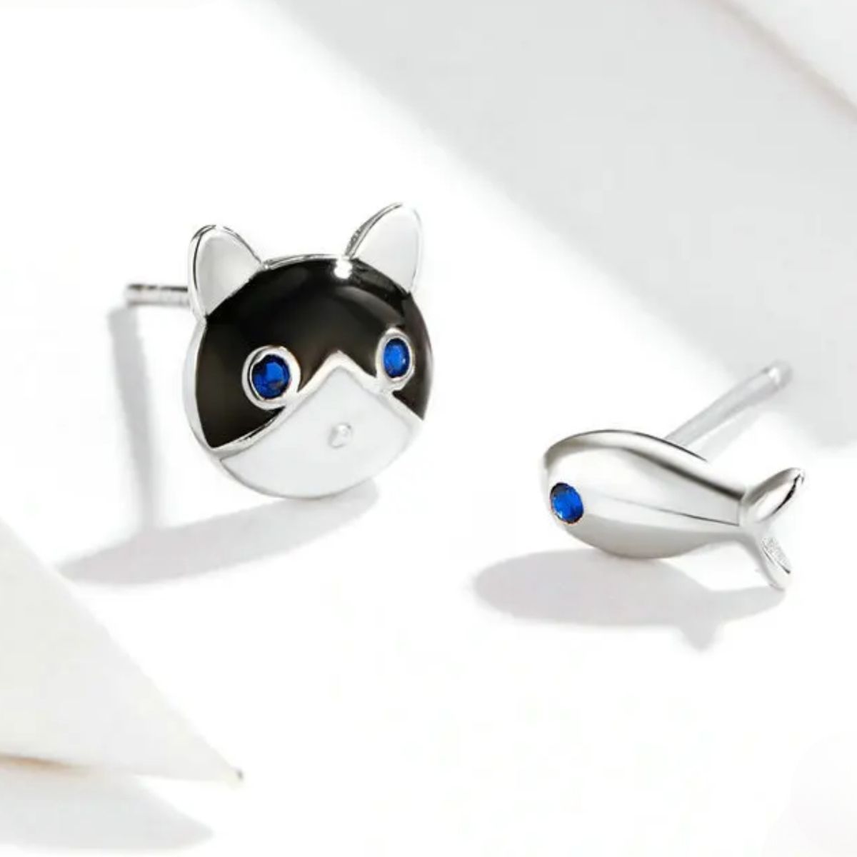 LK LUKSO - Aros Desiguales Gato y Pez en Plata 925