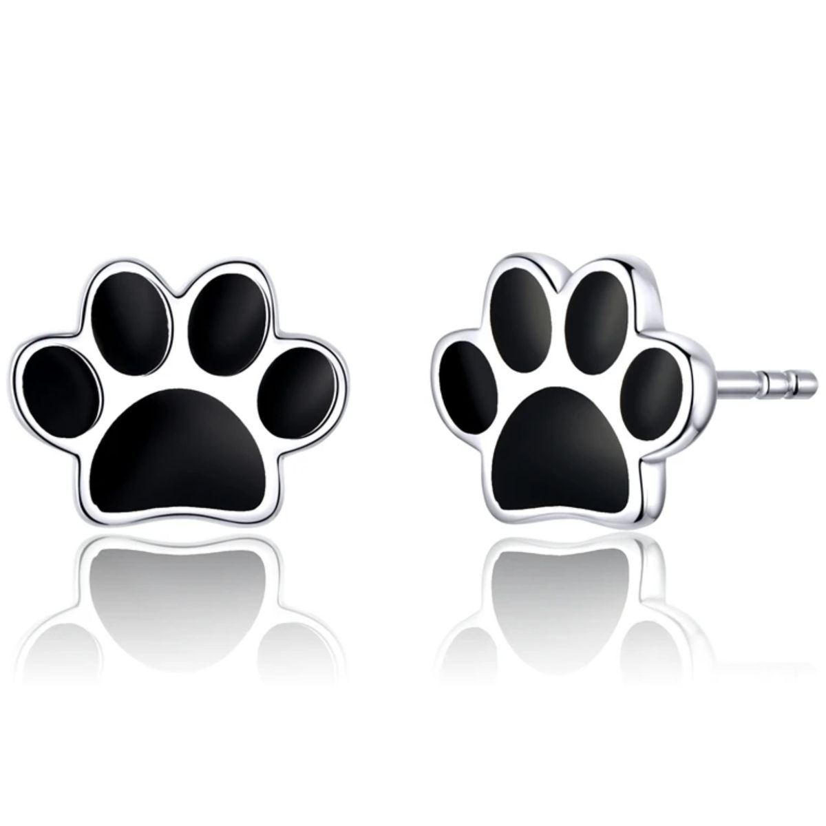 LK LUKSO - Aros Huella de Perrito Negro en Plata 925