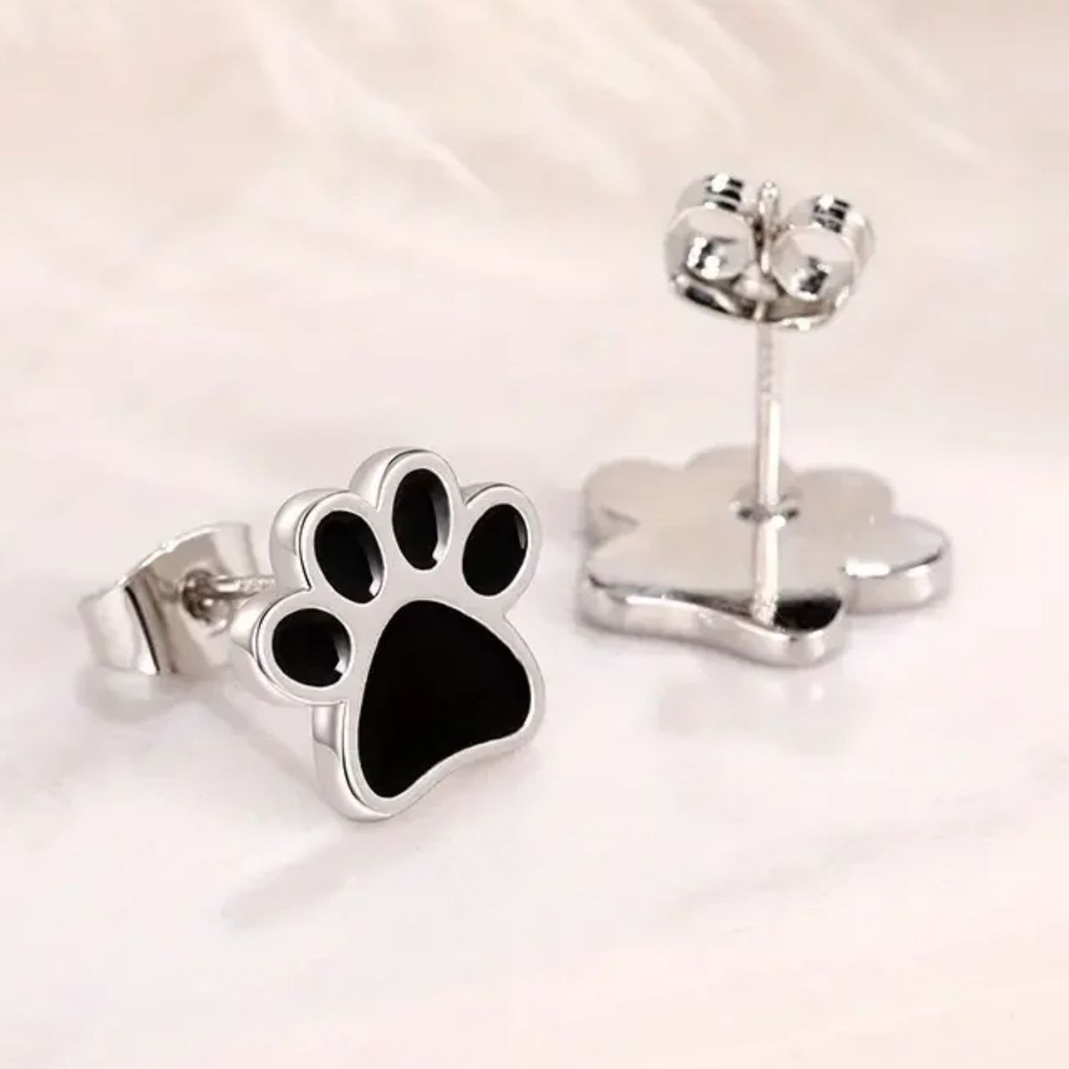LK LUKSO - Aros Huella de Perrito Negro en Plata 925