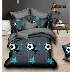 GENERICO - Juego de Sabanas Infantil 1.5 Plazas. 3 Piezas. Diseño Futbol