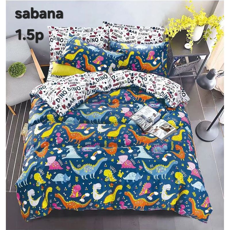 GENERICO - Juego de Sabanas Infantil 1.5 Plazas. 3 Piezas. Diseño Dinosaurio