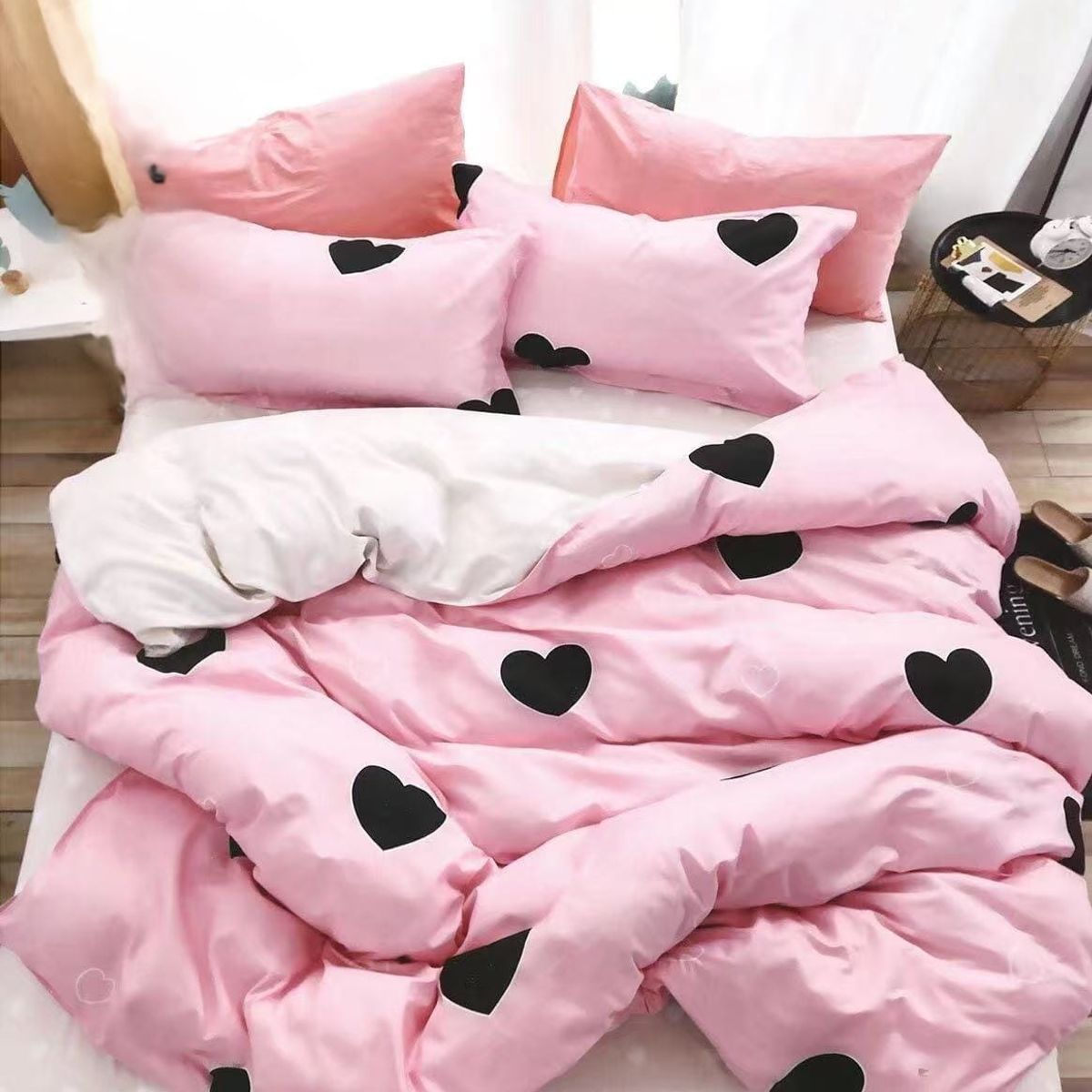 GENERICO - Juego de Sabanas  1.5 Plazas. 3 Piezas. Diseño Corazones