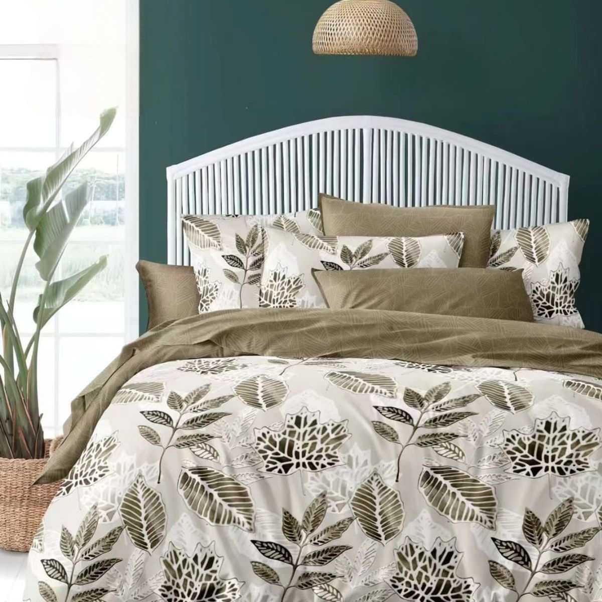 GENERICO - Juego de Sabanas  1.5 Plazas. 3 Piezas. Diseño Hojas