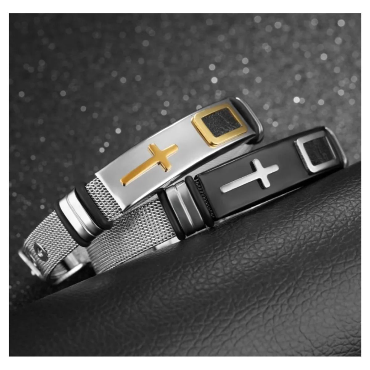 GENERICO - Pulsera De Hombre Ajustable Tipo Reloj Negro Moda Royal Madriz