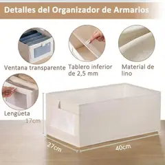 GENERICO - 4 X Cajas Almacenamiento Plegable Con Asas Para Ropa Juguetes Libros
