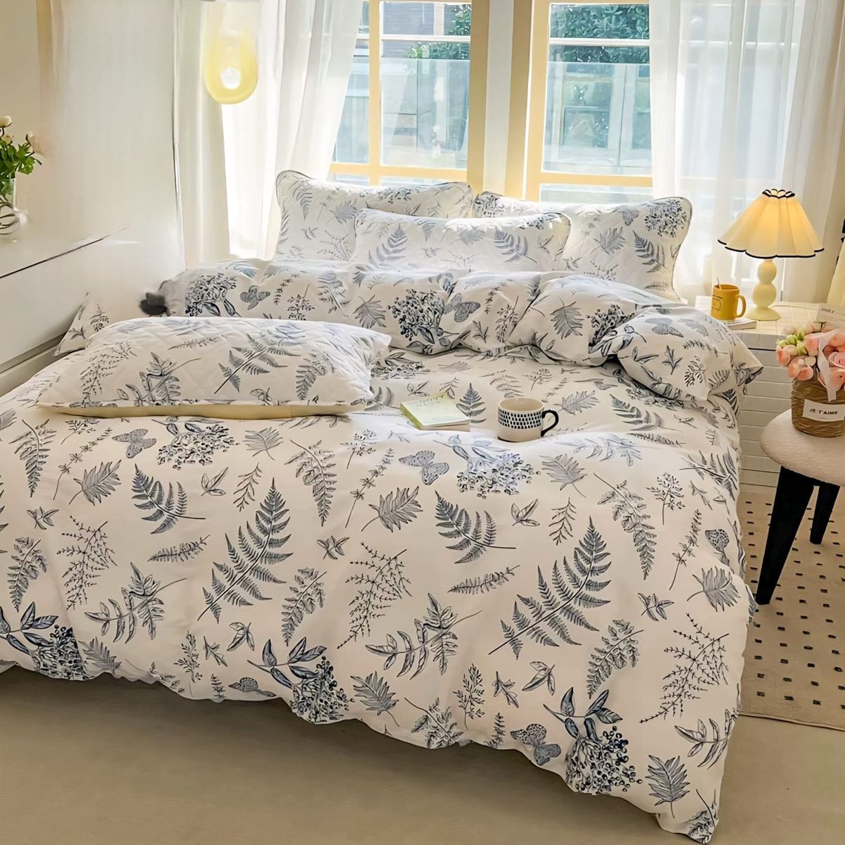 GENERICO - Juego de Sabanas  1.5 Plazas. 3 Piezas. Diseño Hojas