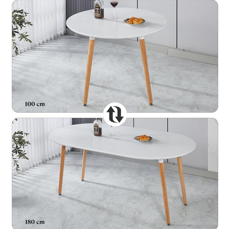 PANDALINO - Mesa Extensible Bayona Blanca - 100cm a 180cm