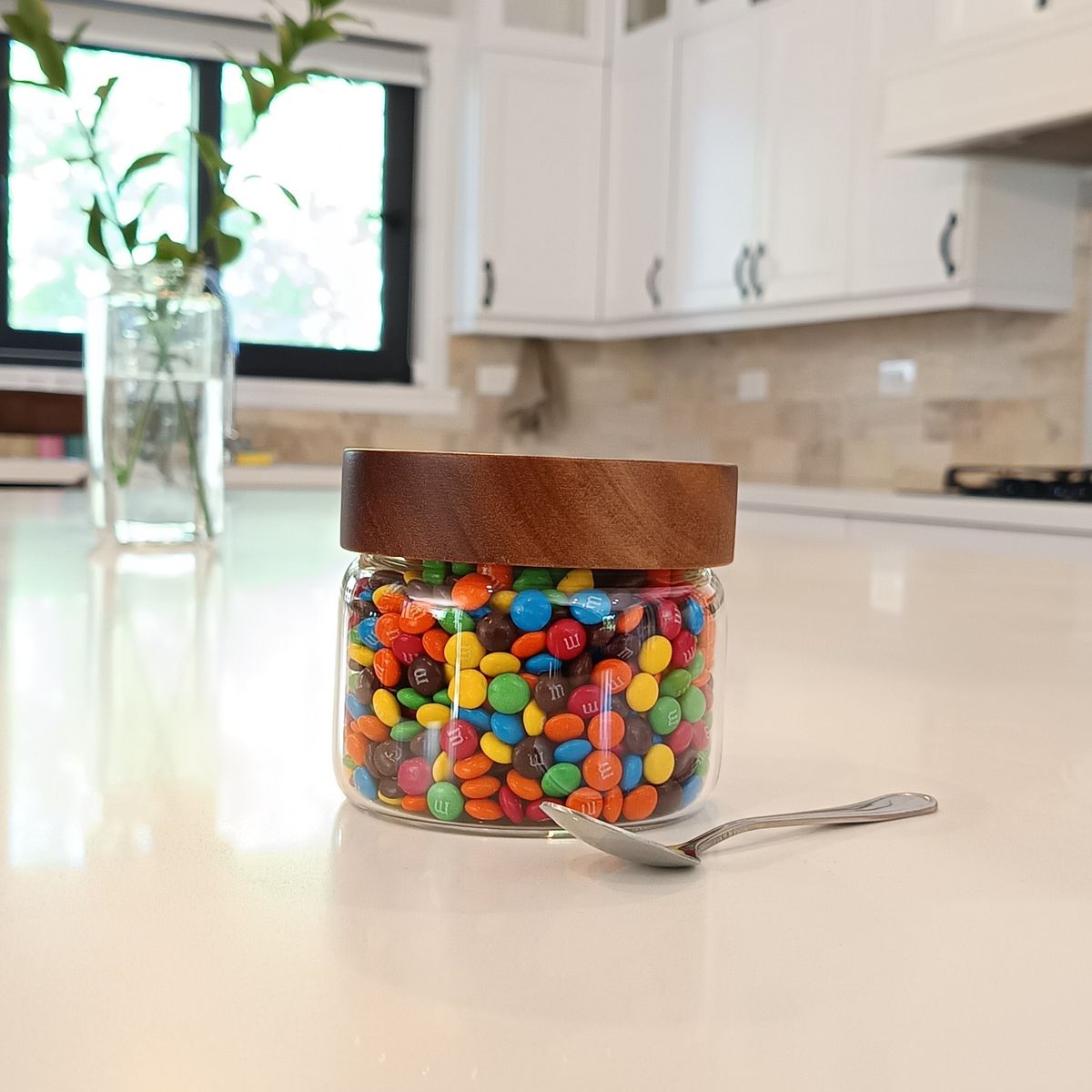 GENERICO - Frasco de Vidrio 400cc con Tapa Rosca de Madera TAMAÑO S