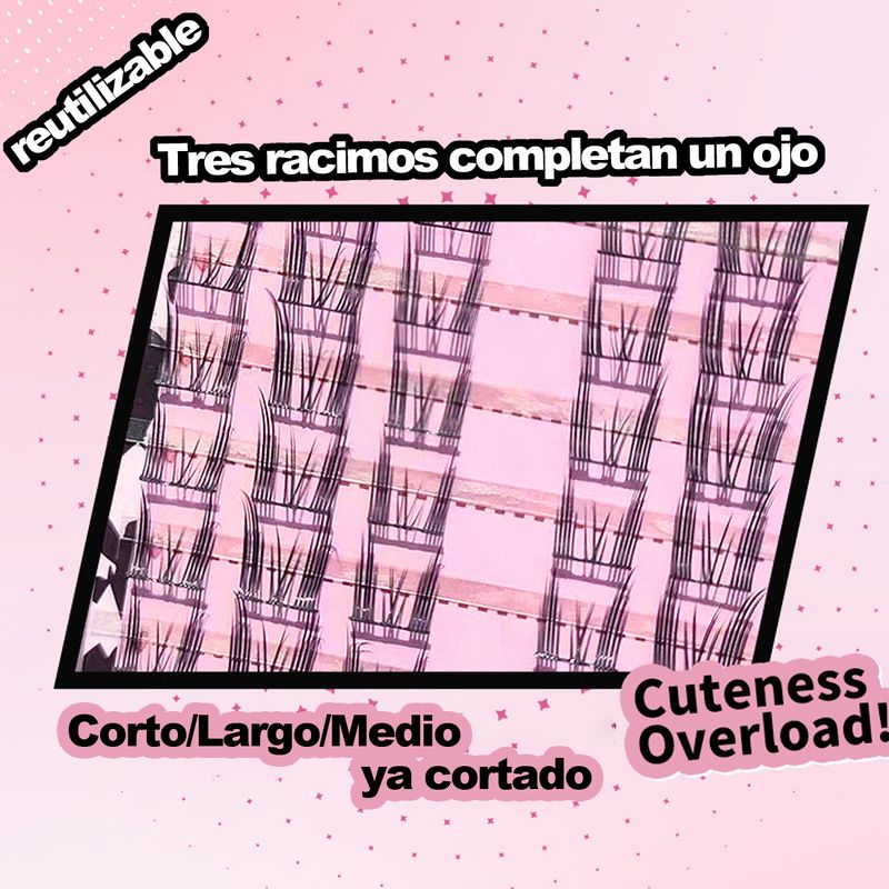 EDWINAYY - Set De Pestañas Postizas En Racimo Reutilizable 0.05