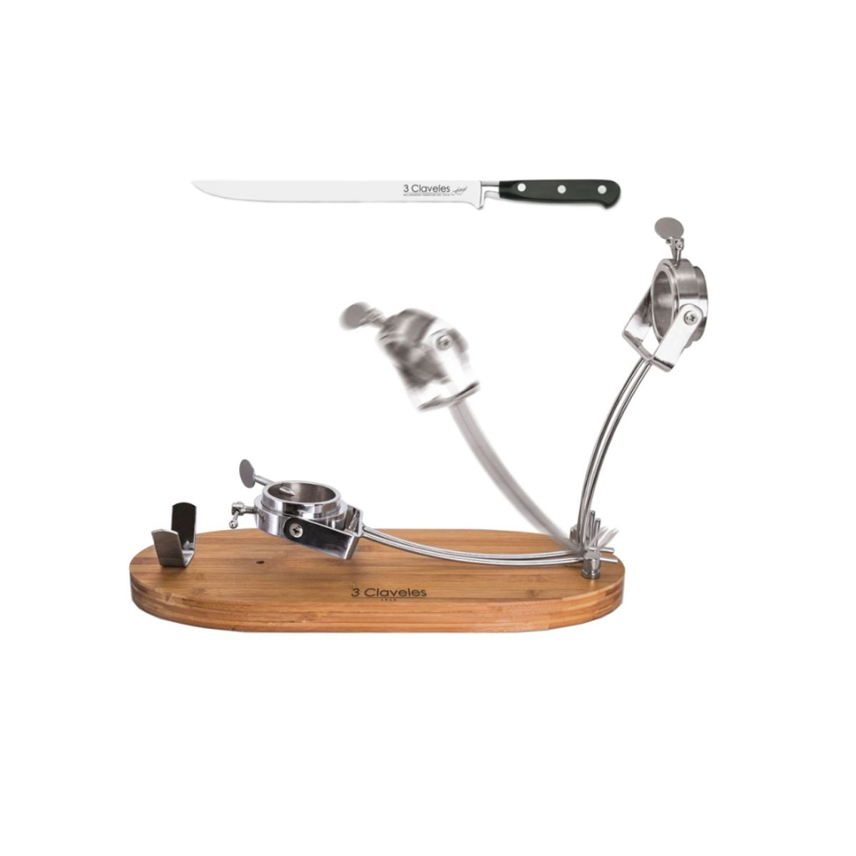 3 CLAVELES - Soporte Jamonero Incluye Cuchillo 25 Cm