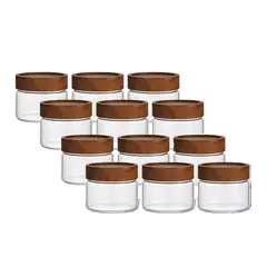GENERICO - SET x12 Frasco de Vidrio 400cc con Tapa Rosca de Madera TAMAÑO S