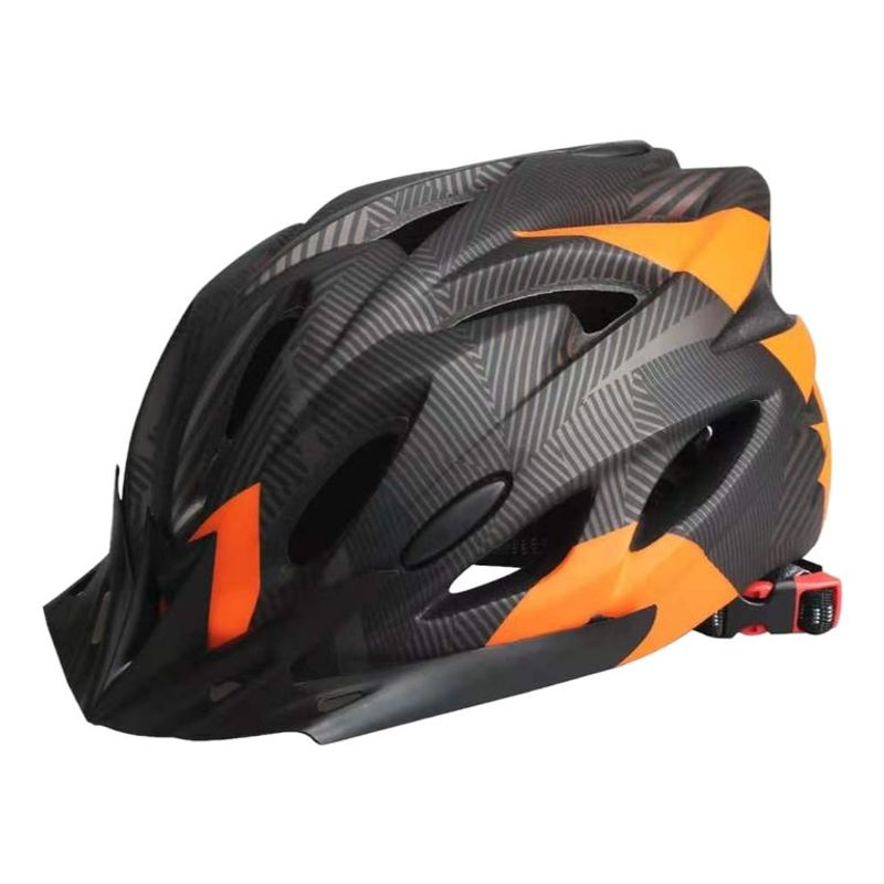 GENERICO - Casco De Bicicleta Con Luz Led - negro con naranjo