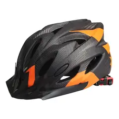 GENERICO - Casco De Bicicleta Con Luz Led - negro con naranjo