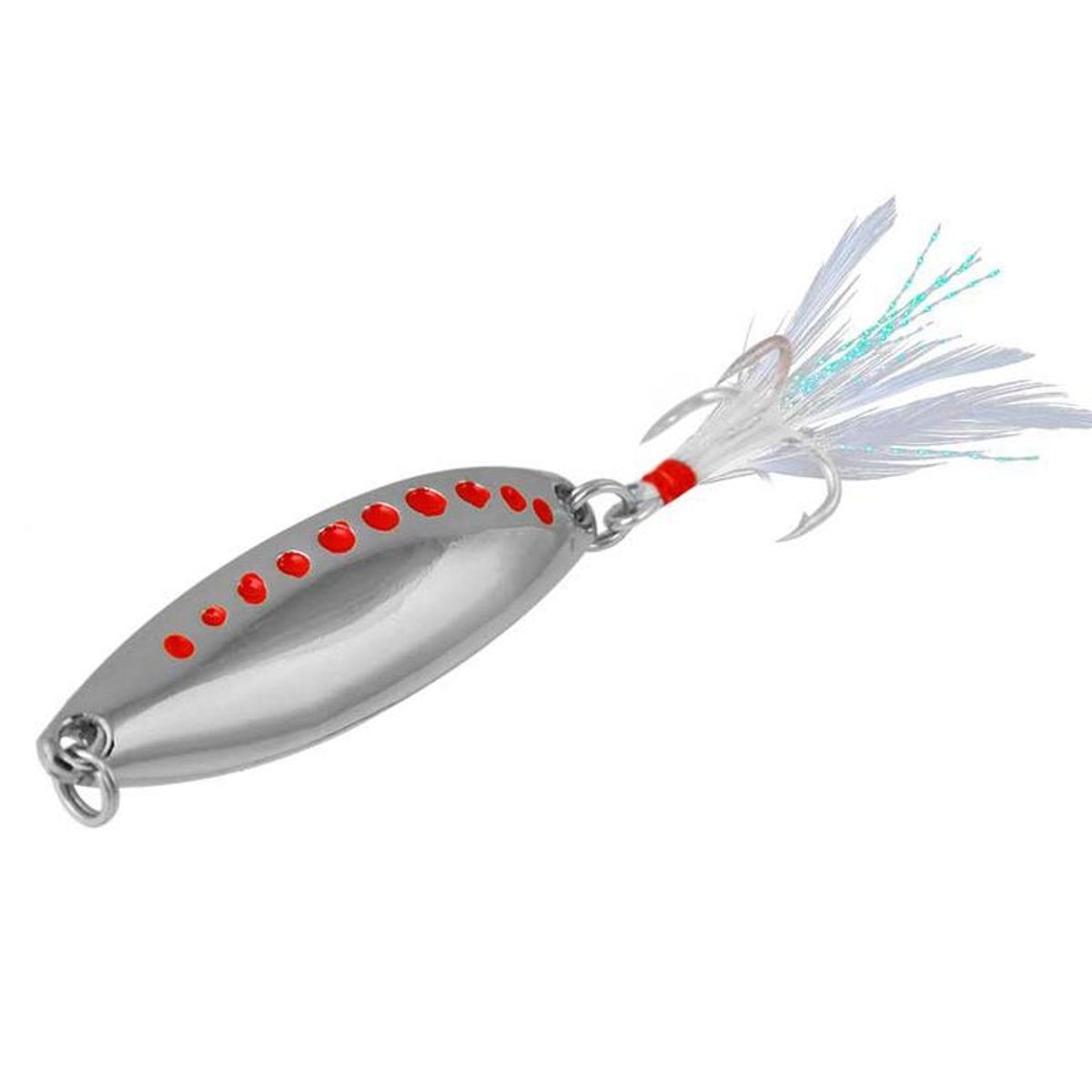 GENERICO - Señuelo cuchara de pesca punto rojo 65 cm25 gramos plateado