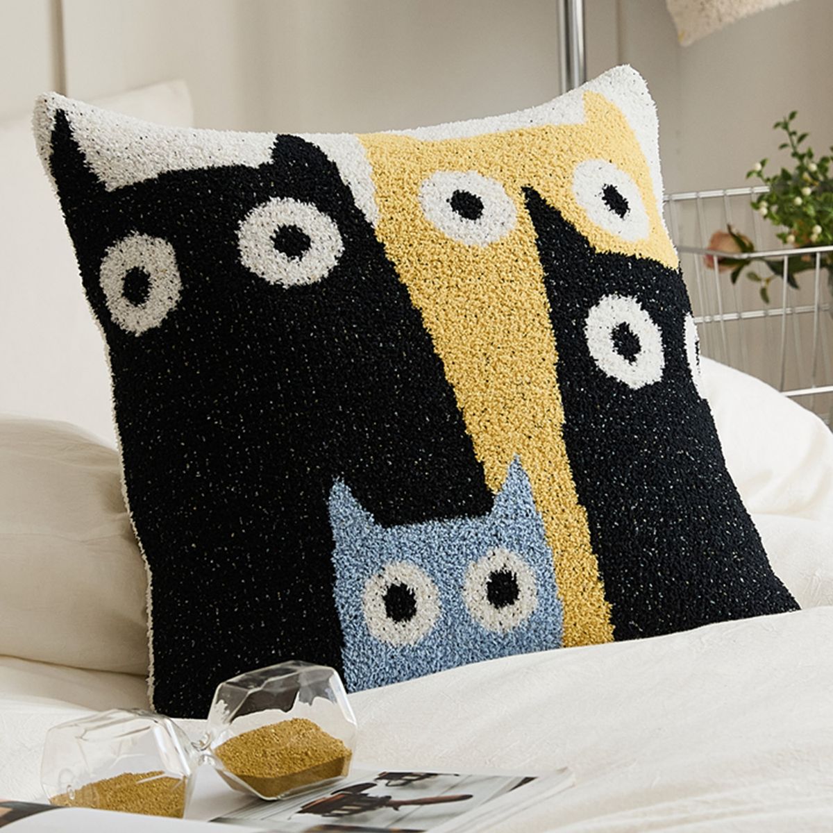 L LARENTIA - Funda Cojin 45x45 Gatos Larentia Acrilico Cierre Invisible