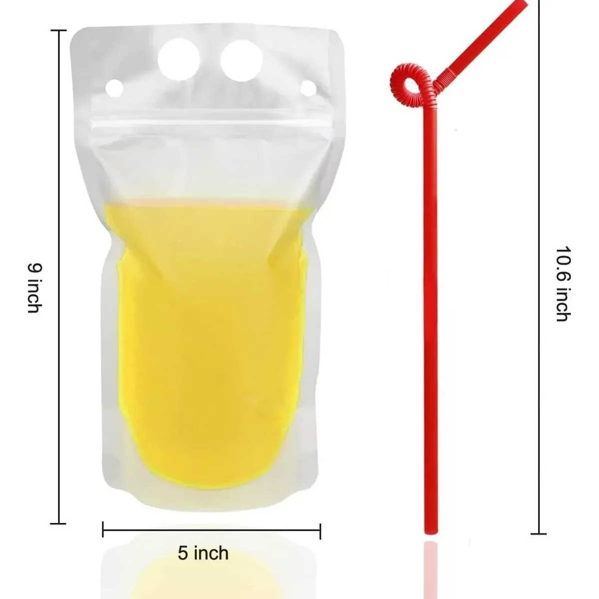 ATURE - 100 Bolsas De Bebidas Sellables Con Agujeros Para Pajita