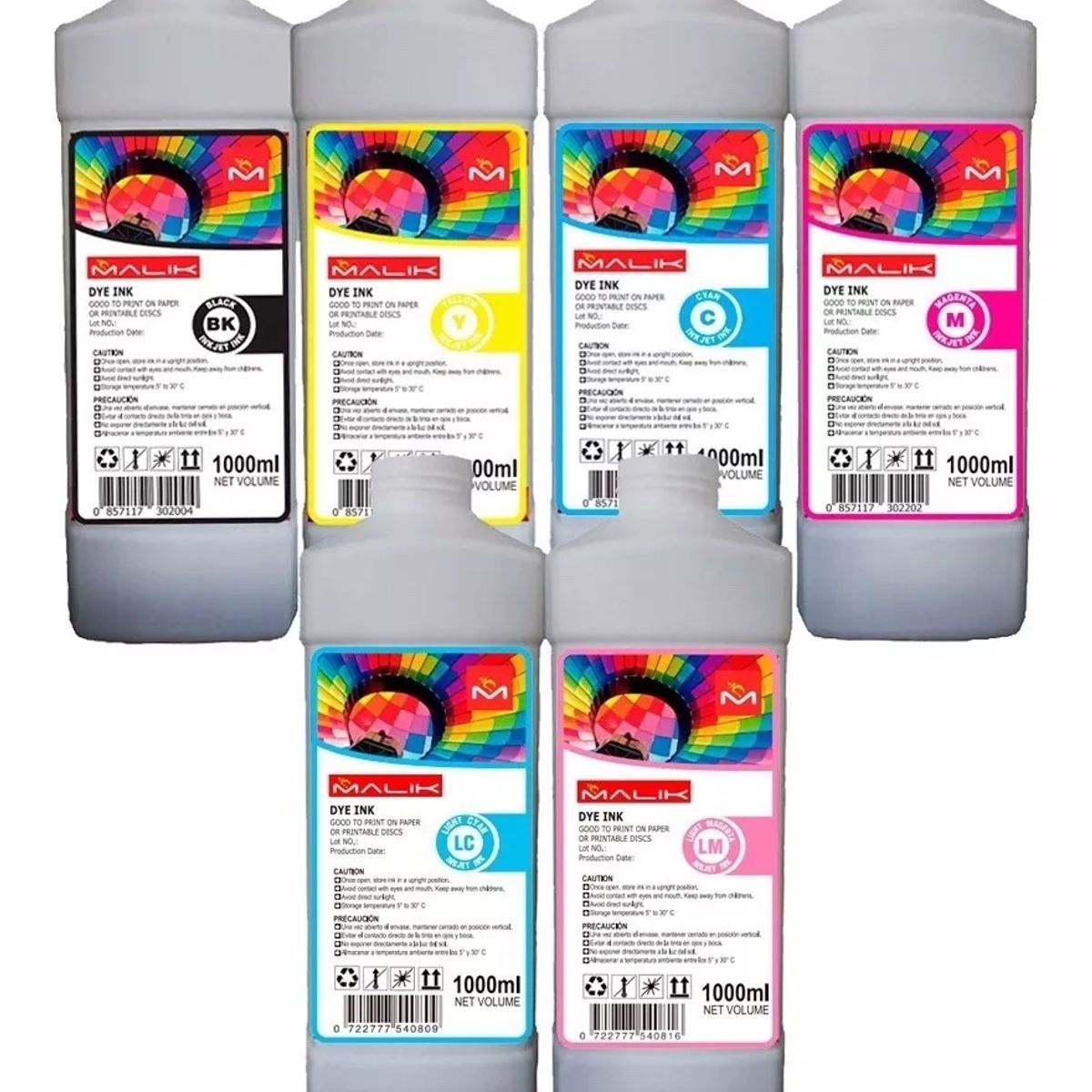 MALIK - Pack 6 Litros 6 colores compatible con Epsn E/tank L805