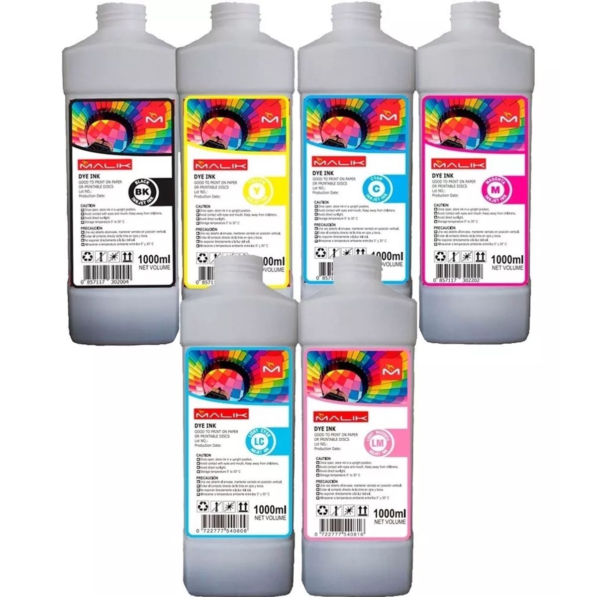 MALIK - Pack 6 Litros 6 colores compatible con Epsn E/tank L805