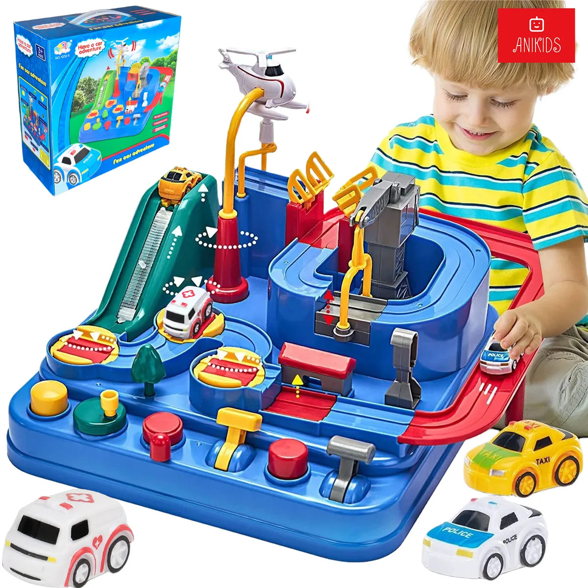 ANIKIDS - Pista De Autos Interactiva Aventura Juguete Educativo Niños