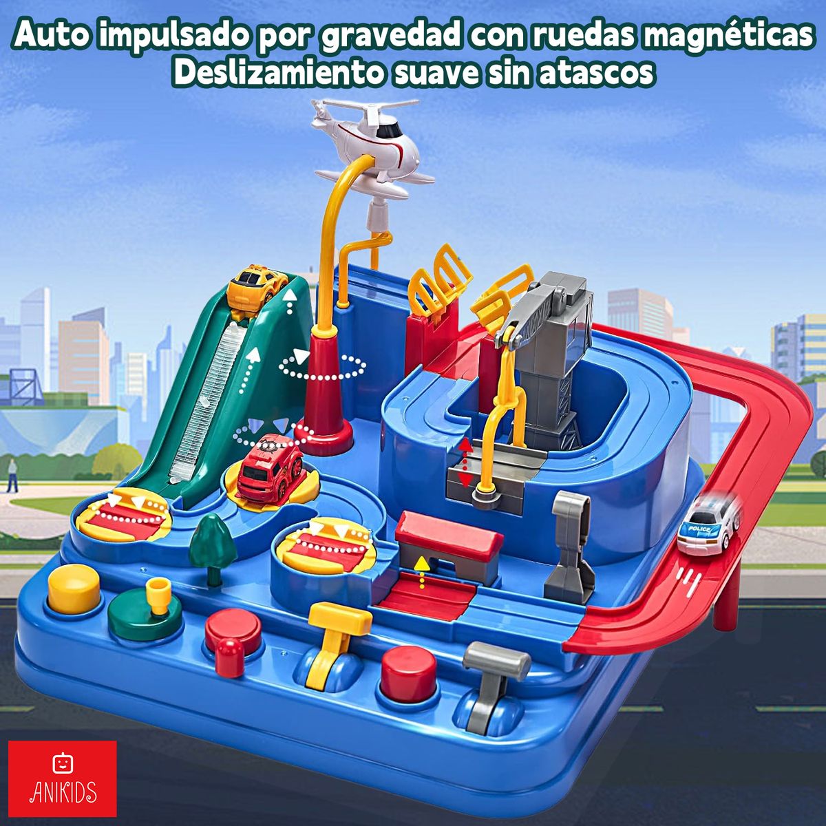 ANIKIDS - Pista De Autos Interactiva Aventura Juguete Educativo Niños