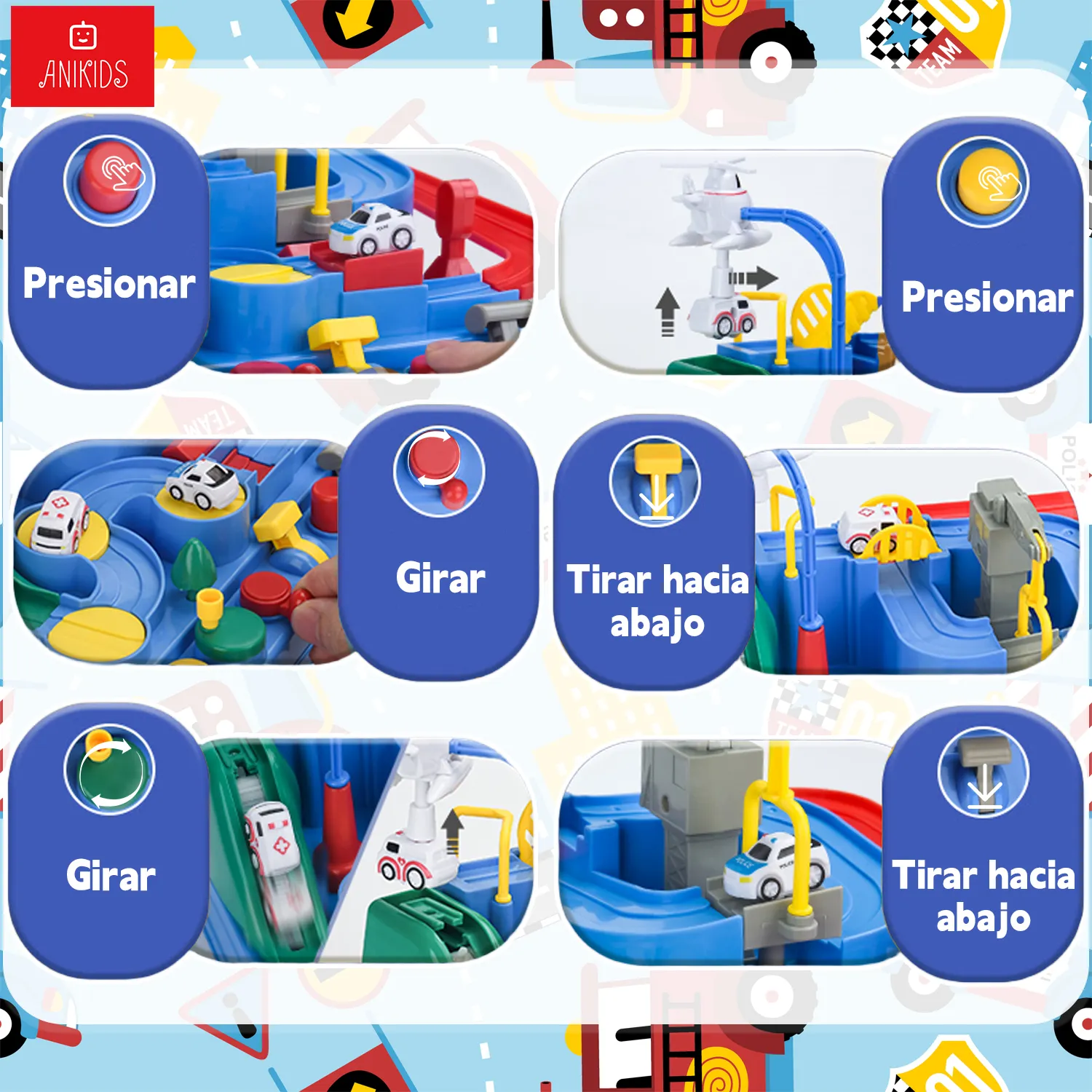 Pista De Coches De Aventura Espacial – 6 Mini Coches Y 8 Desafíos Sin Pilas, Juguete Educativo Para Niños De 3 A 7 Años, Regalo De Cumpleaños Y Navidad