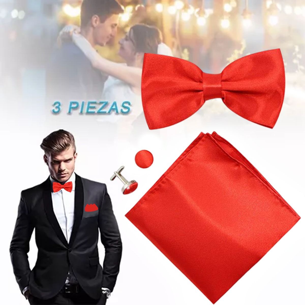 EDWINAYY - Set Corbatapa?uelo+corbata+gemeloshombre Caja Regalo