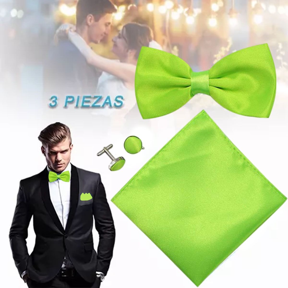 EDWINAYY - Set Corbatapa?uelo+corbata+gemeloshombre Caja Regalo