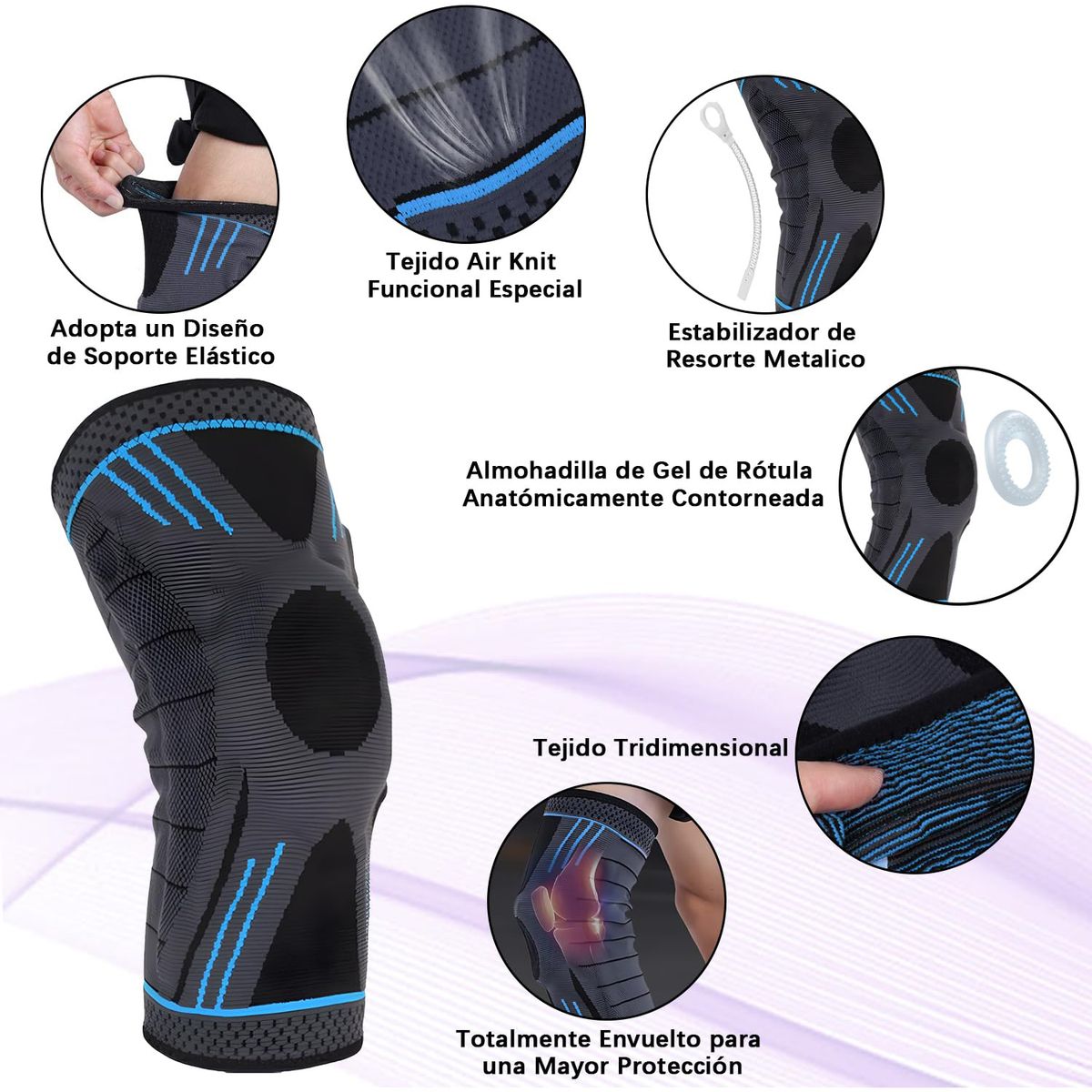 WELDMON - Rodilleras deportivas Elastica Ajustable-Azul-M