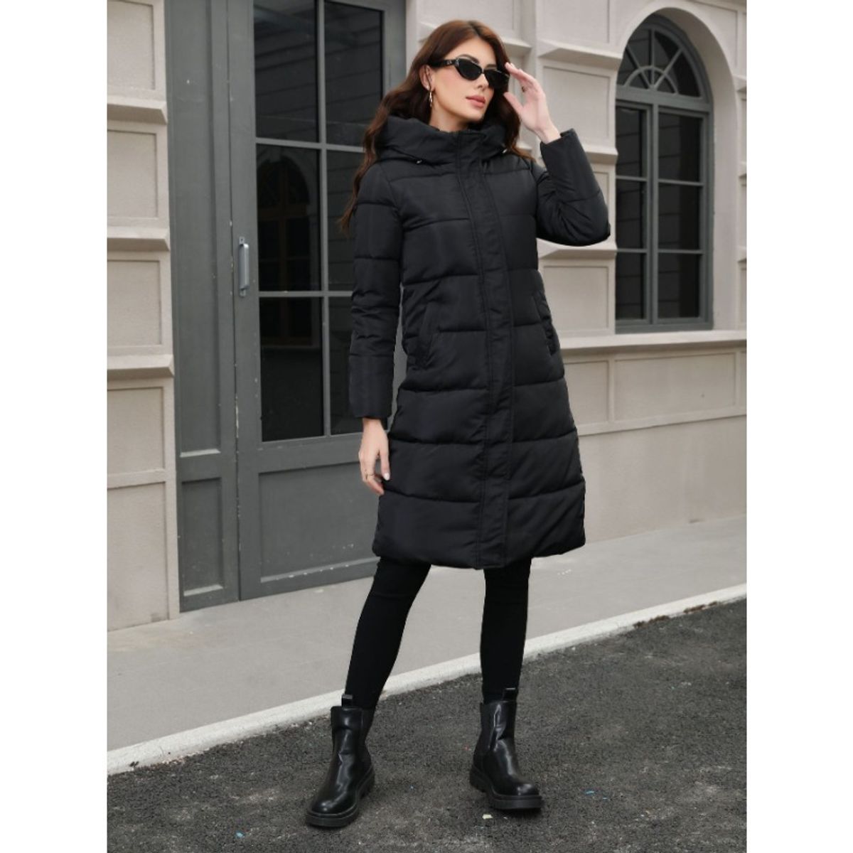TIOZONEY - Parka Manga Larga Mujer - Negro
