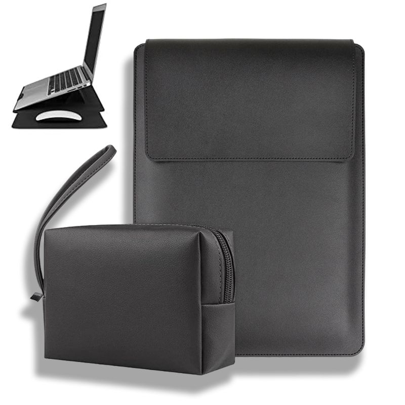 ATURE - Funda Plegable Soporte Para Notebook Portátil + Bolsa Cables Negro