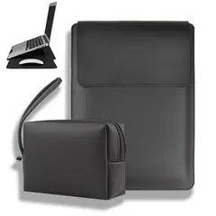 ATURE - Funda Plegable Soporte Para Notebook Portátil + Bolsa Cables Negro