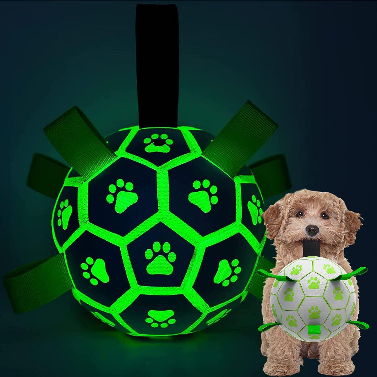 WELDMON - futbol perrosJuguete para perro que brillan en la oscuridad