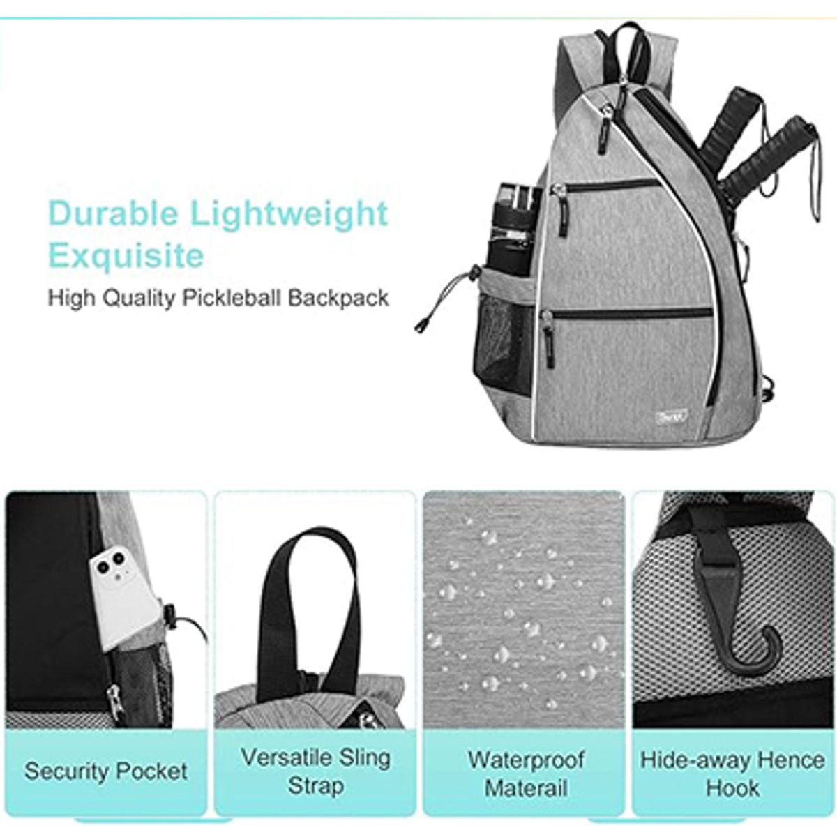 WELDMON - bolso tenisMochila de Pickleball para Mujeres Hombres gris