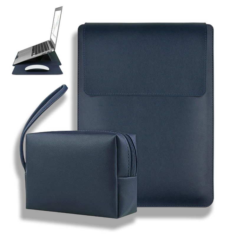 ATURE - Funda Plegable Soporte Para Notebook Portátil+Bolsa Cable Azul Oscuro