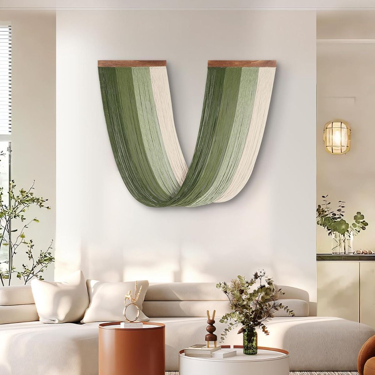 HOME NEAT - Tapiz de macramé grande Verde