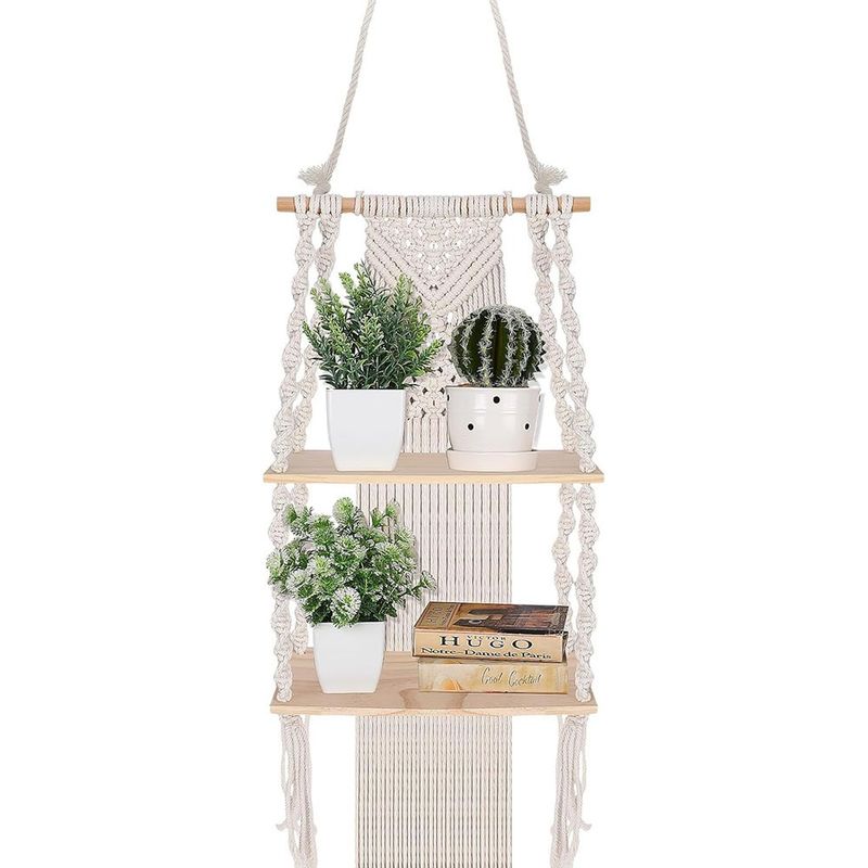 HOME NEAT - Estantes flotantes con tapiz de macramé