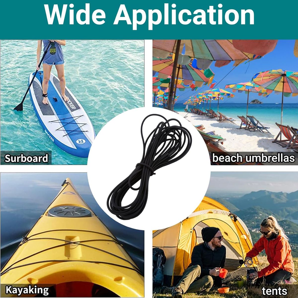 KUANGYE - Cuerda Elastica 8mm X 20 M, Cordón Bungee Alta Resistencia