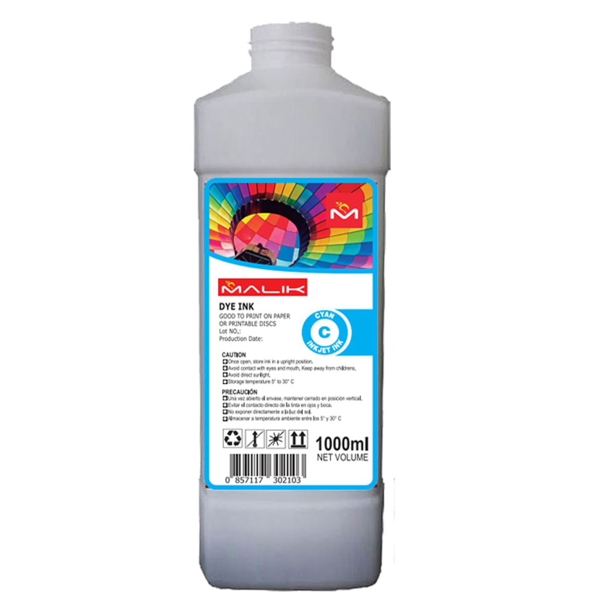 MALIK - Tinta Cyan 1 Litro con Botella  para Epsn E/tank L1250