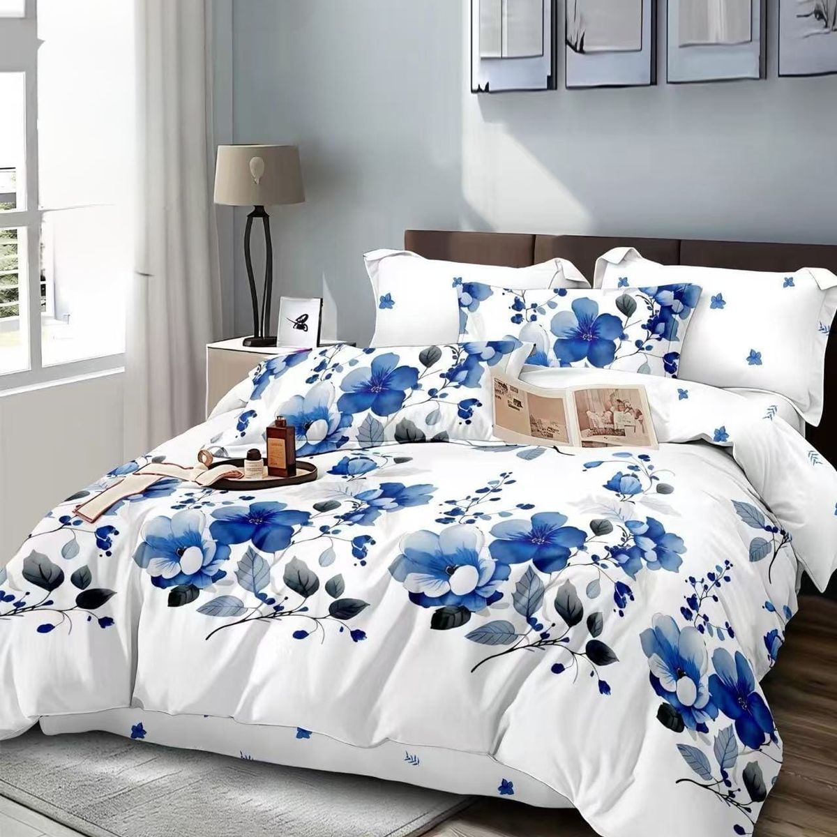 GENERICO - Juego de Sabanas 2 Plazas. 4 Piezas. Diseño Flores