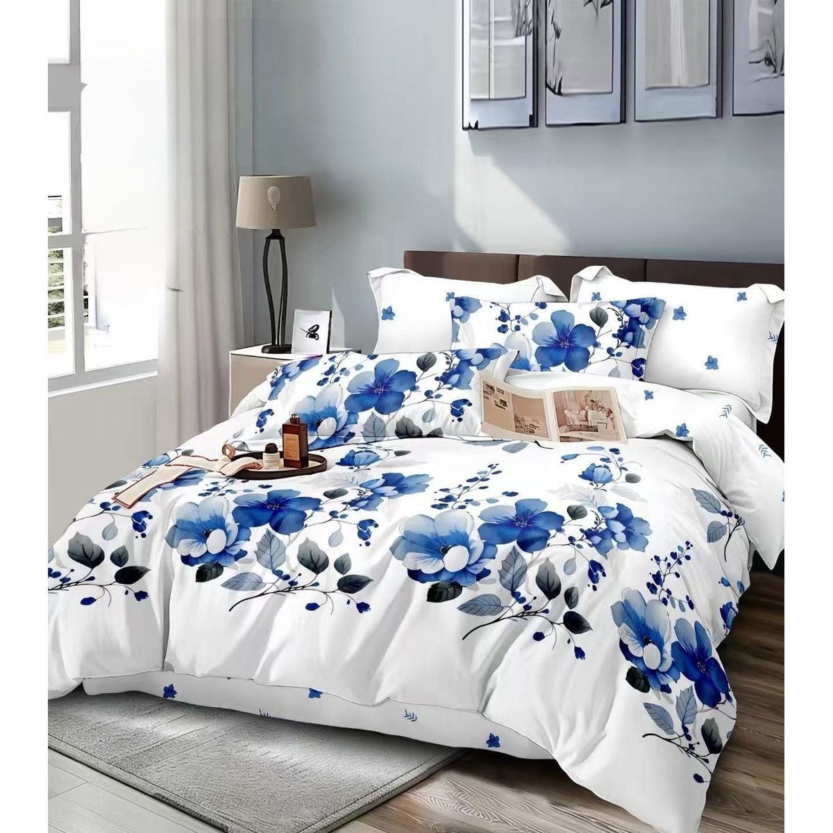 GENERICO - Juego de Sabanas 2 Plazas. 4 Piezas. Diseño Flores