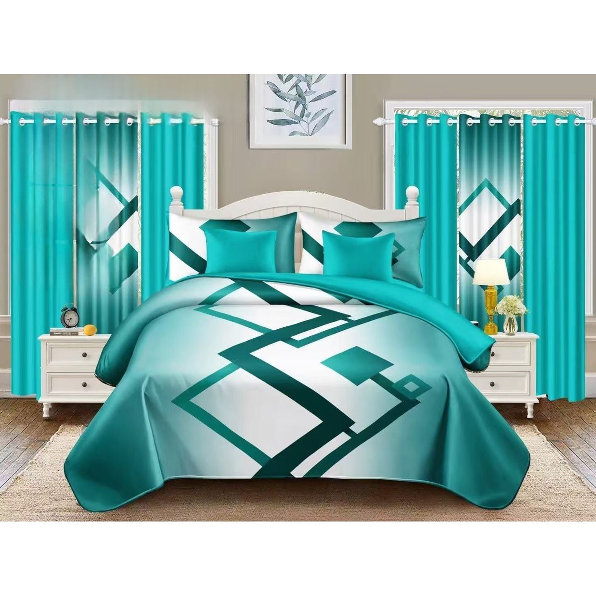 GENERICO - Juego de Sabanas 2 Plazas. 4 Piezas. con Diseño