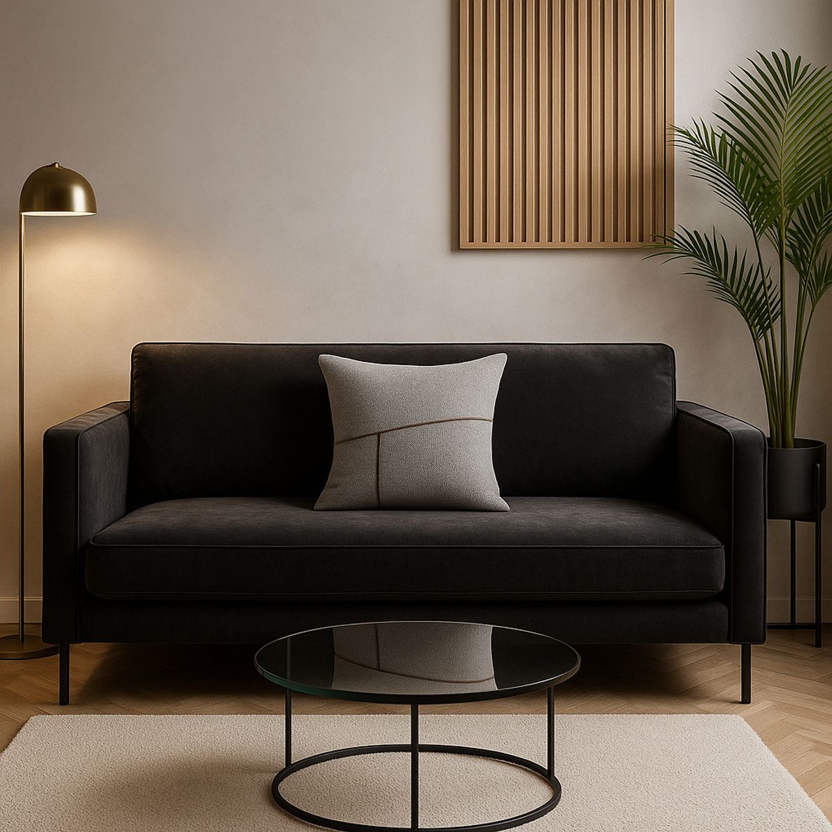 ARMONIA - Funda de cojín 45x45 gris con costura elegante living Chile 677