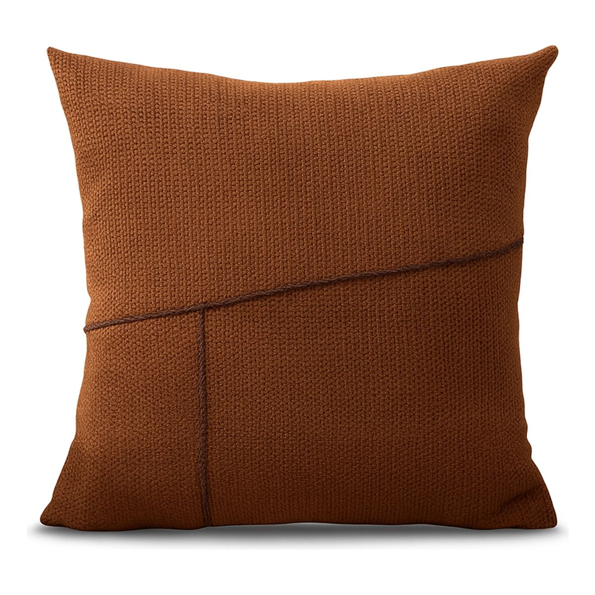 ARMONIA - Funda de cojín marrón elegante 45x45 con costura decorativa 677