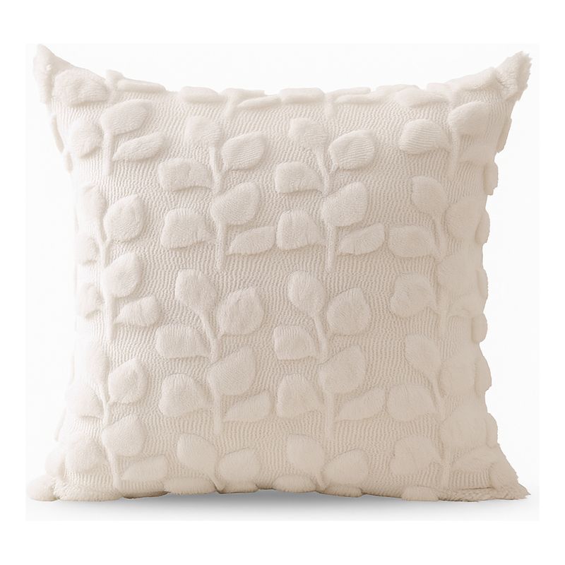 ARMONIA - Funda cojín floral blanco esponjosa 45x45 suave 674