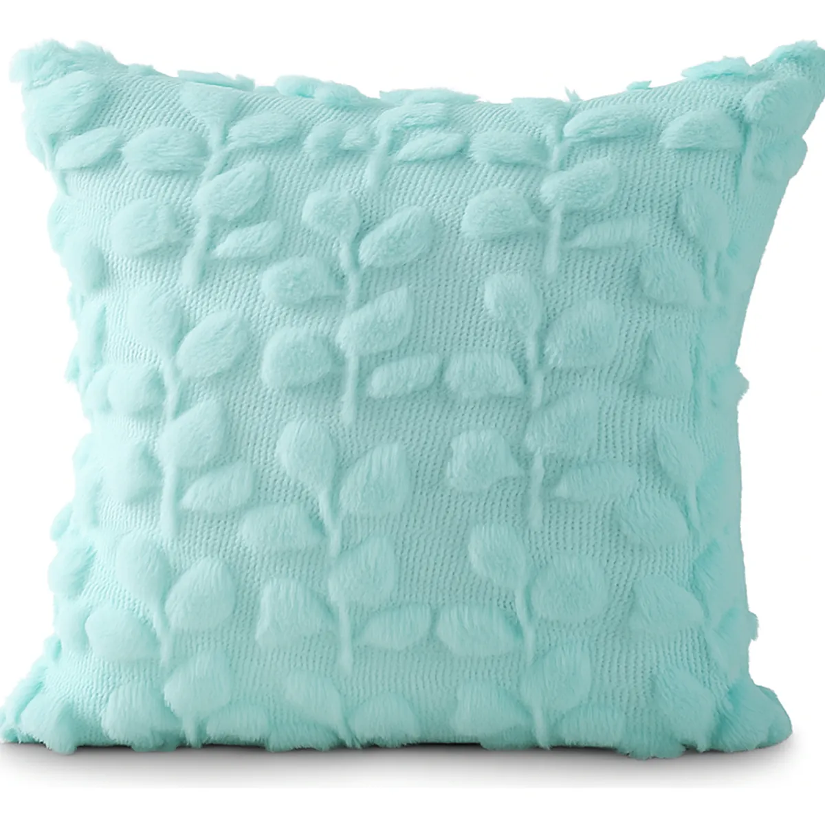 ARMONIA - Funda cojín floral turquesa esponjosa 45x45 suave 674