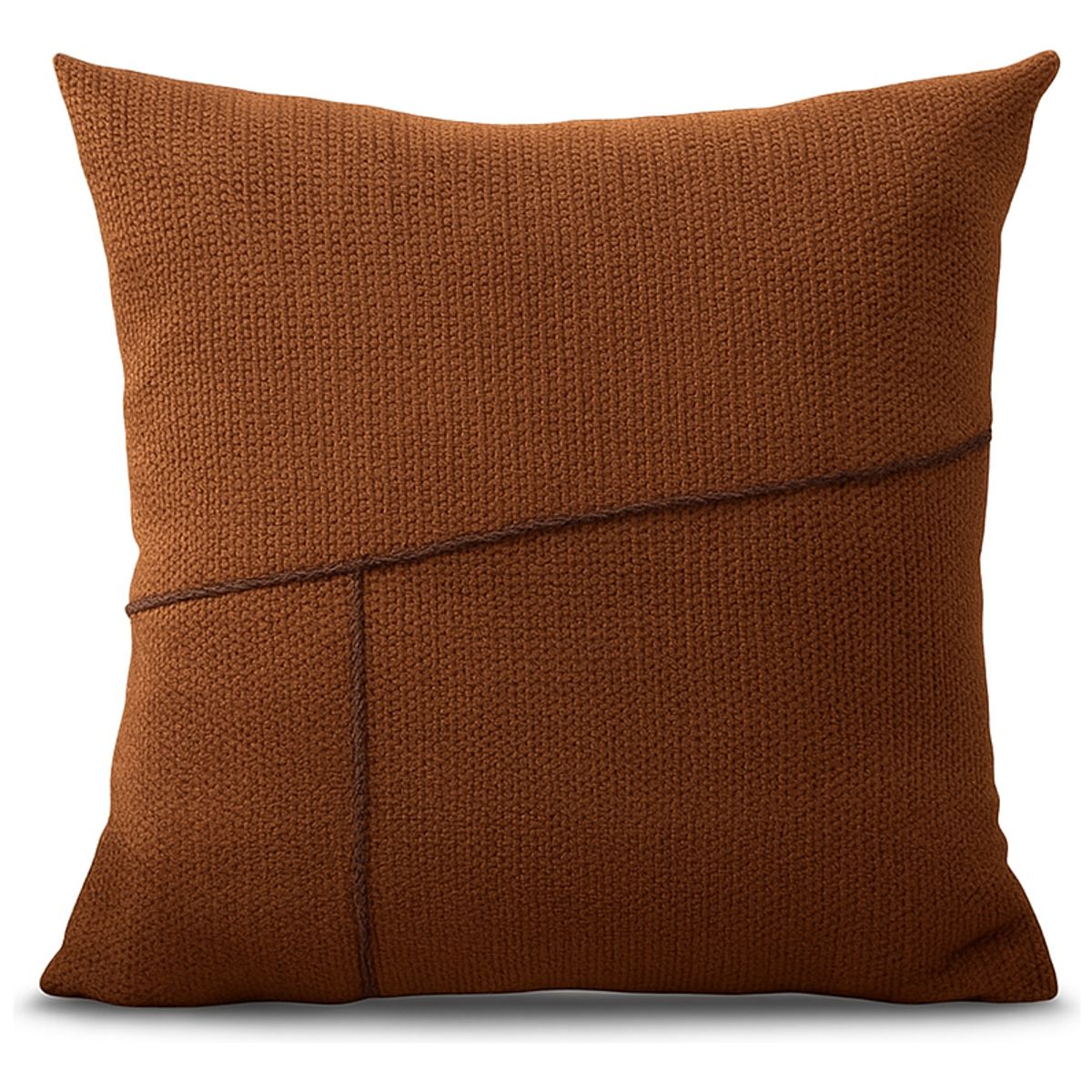 ARMONIA - Funda cojín decorativa marrón 45x45 costura premium hogar CL 677