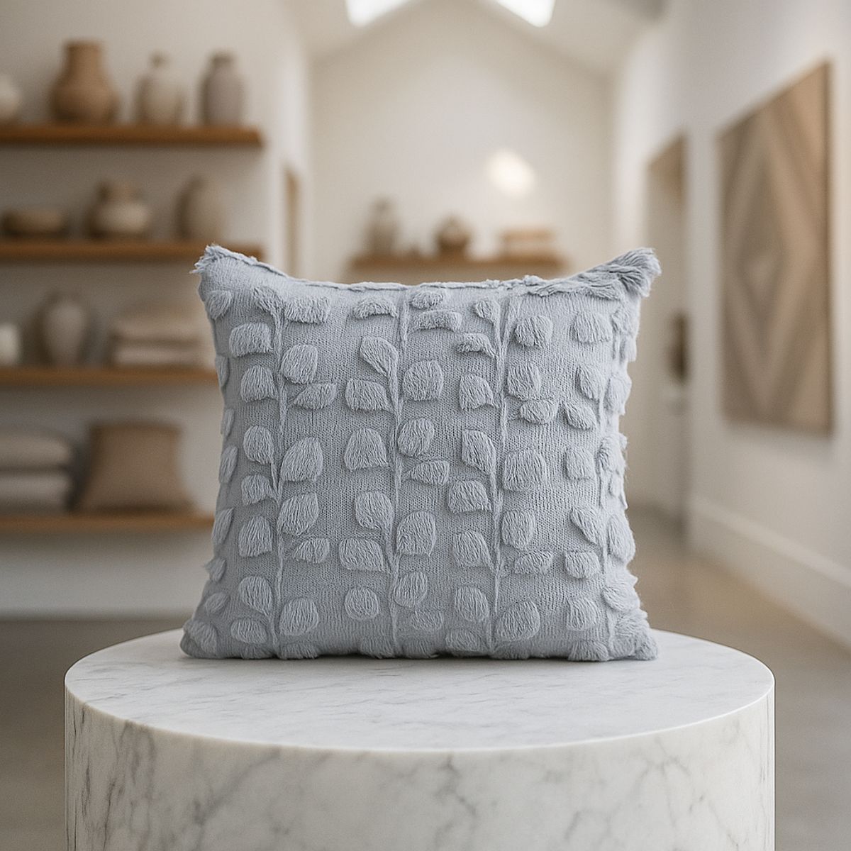 ARMONIA - Funda de cojín floral gris 45x45 esponjosa sofá dormitorio 674