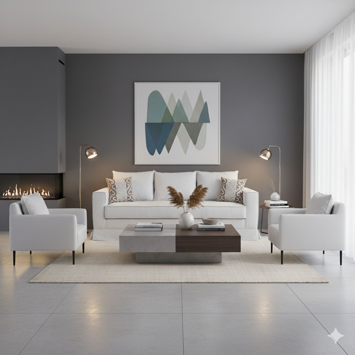 MUNDO LIVING - Living 311, Siena Crudo Sofa 3 cuerpos + 2 poltronas resortes